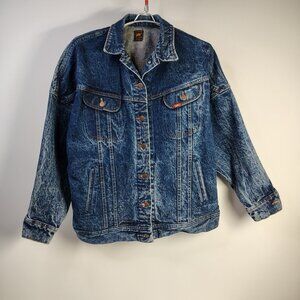 VINTAGE Lee Denim Jacket Acid Wash Jean Made‎ in USA 80s Trucker